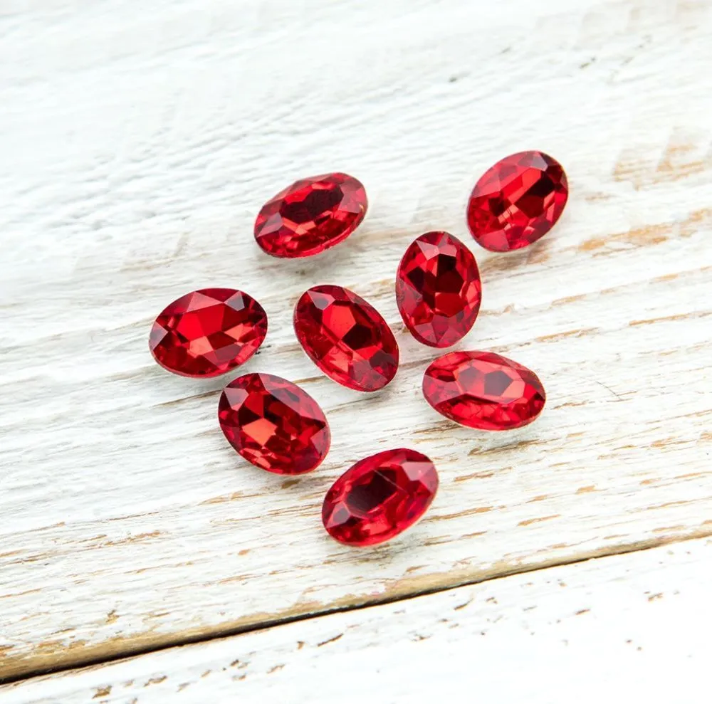 кабошон стекло кристалл, овальный, цвет siam, 14х10 мм