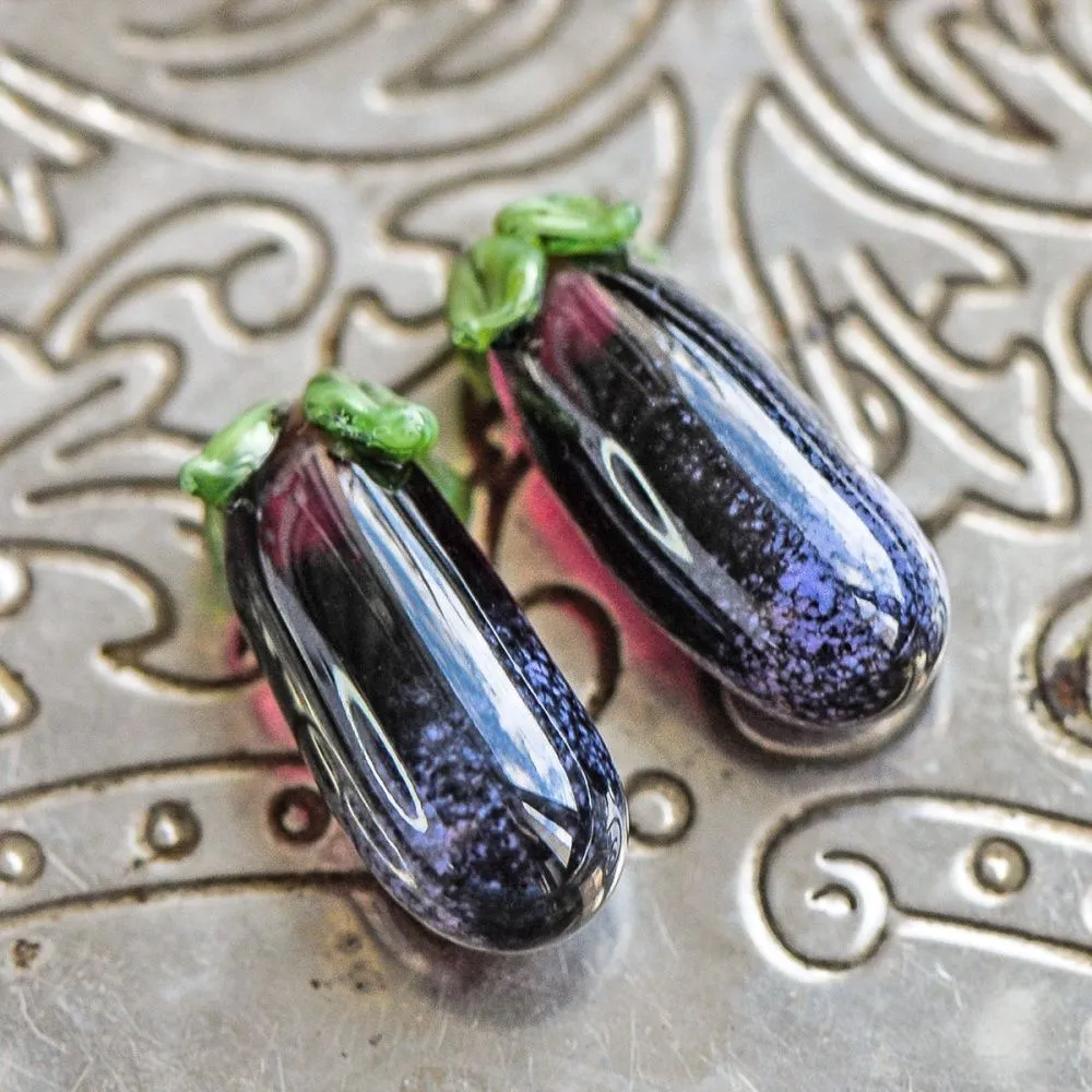 бусина, мурано "баклажан", фиолетовый, 22х9 мм