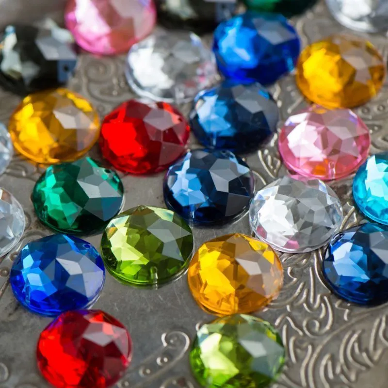 стразы пришивные "грани", акрил, круглые, цветовой микс, 18х6 мм