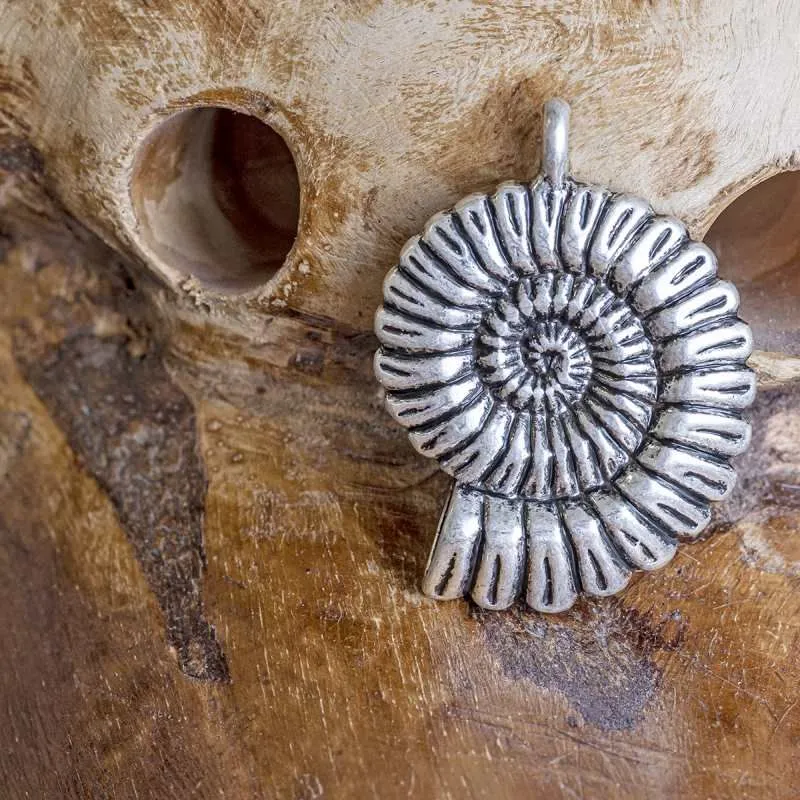 подвеска металлическая "аммонит", цвет античное серебро, 37x27x7 мм