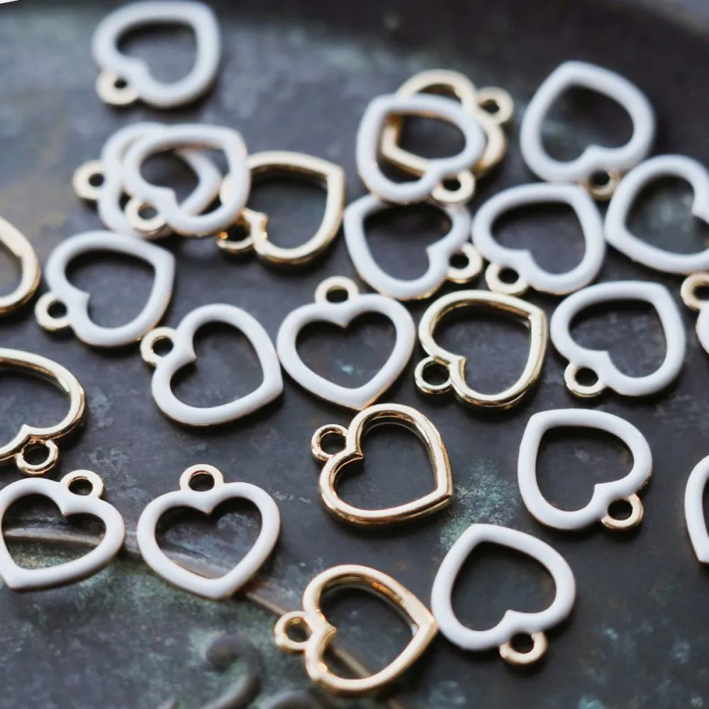 подвеска металлическая "сердечко", эмаль, цвет белый, 14x13x1.6 мм