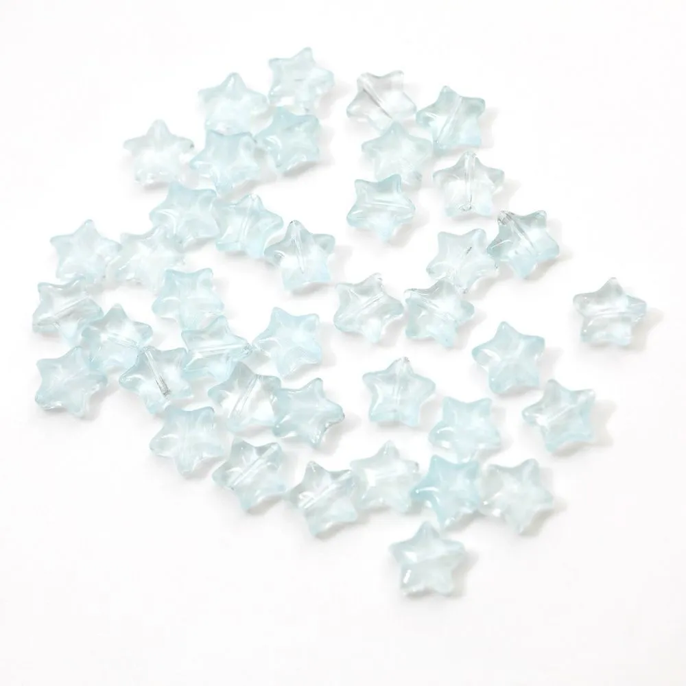 бусина "звездочка", стекло, цвет бирюзовый светлый, 10x10x4 мм