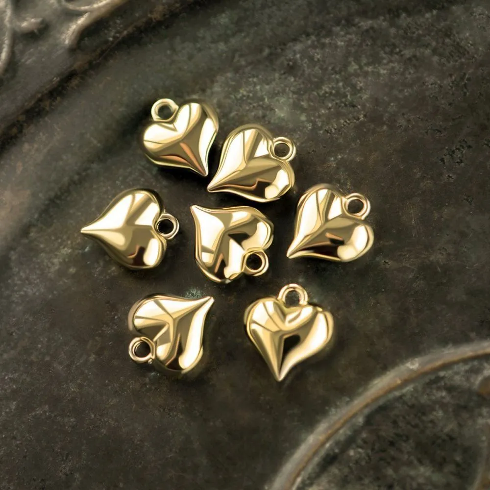 подвеска металл "сердечко 3д", цвет золото, 16x14x6 мм