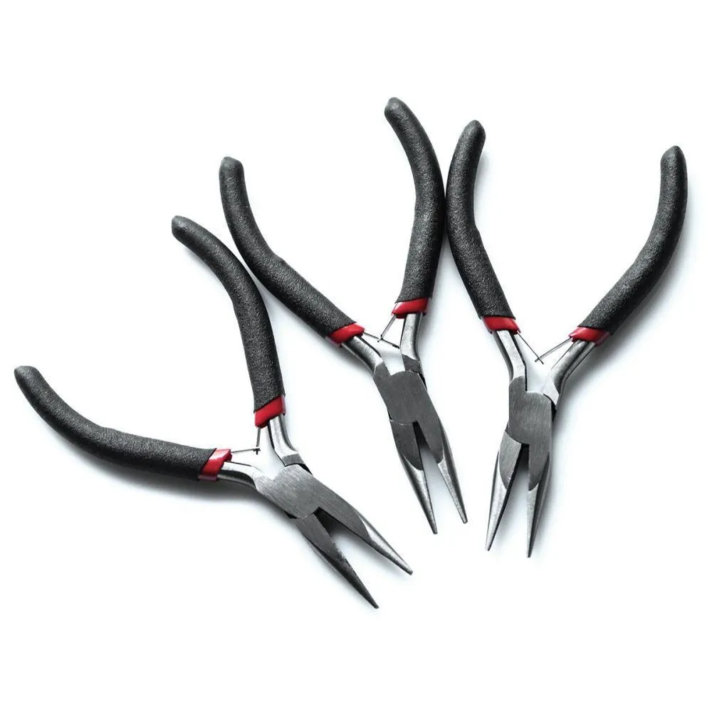 инструмент, тонкогубцы-утконосы прямые, черные ручки, 125 мм