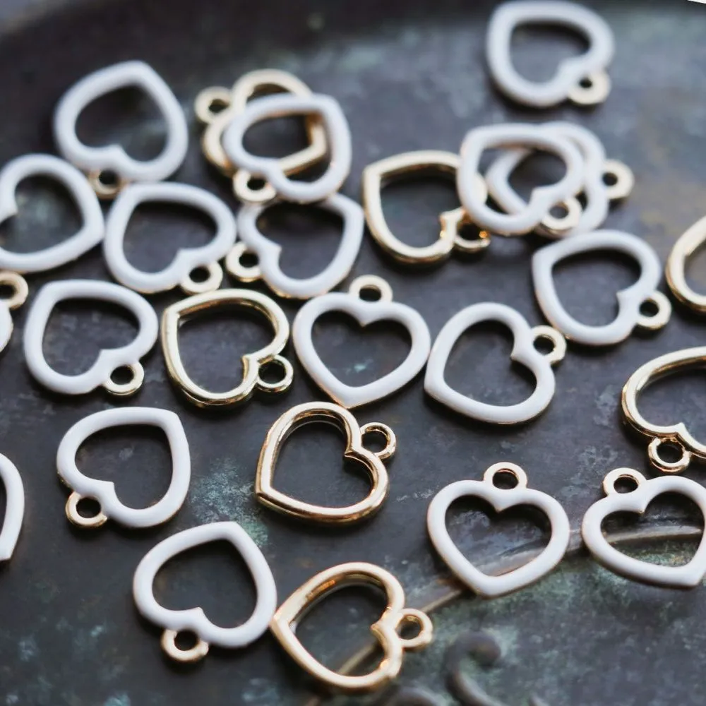 подвеска металлическая "сердечко", эмаль, цвет белый, 14x13x1.6 мм