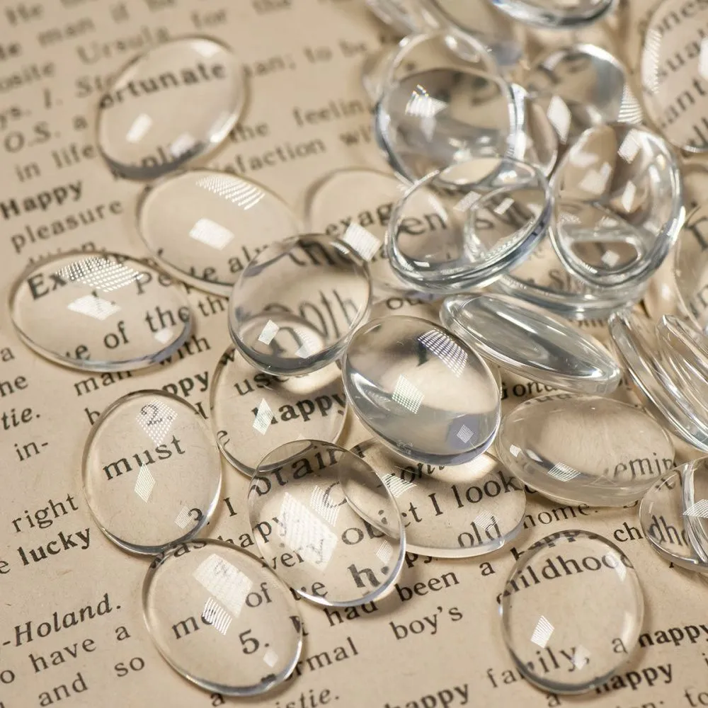 кабошон стеклянный, овальный, прозрачный, 18х13 мм