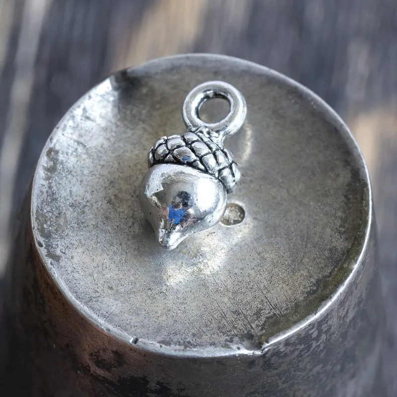 подвеска металлическая "желудь-мини", цвет античное серебро, 14x7x6 мм