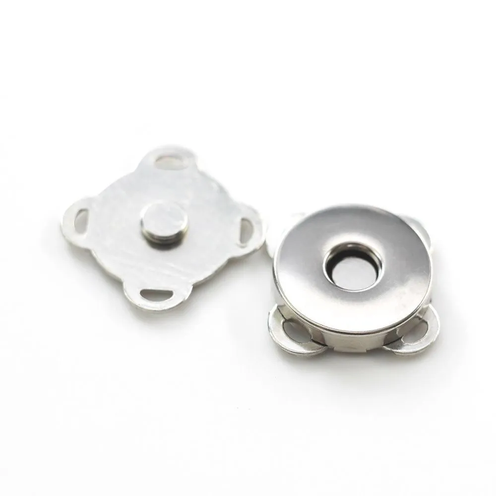 Замочки застежка магнитная для сумок, цвет платина, 19x19x5.5 мм