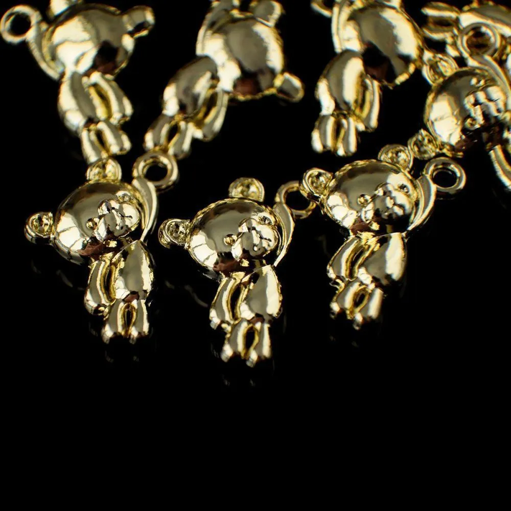 подвеска металл "мишутка", цвет золото, 14.5x11.5x4 мм