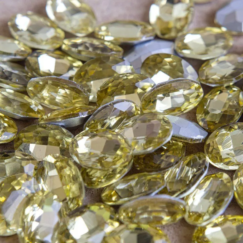 кабошон стекло кристалл, овальный, цвет jonquil, 14х10 мм