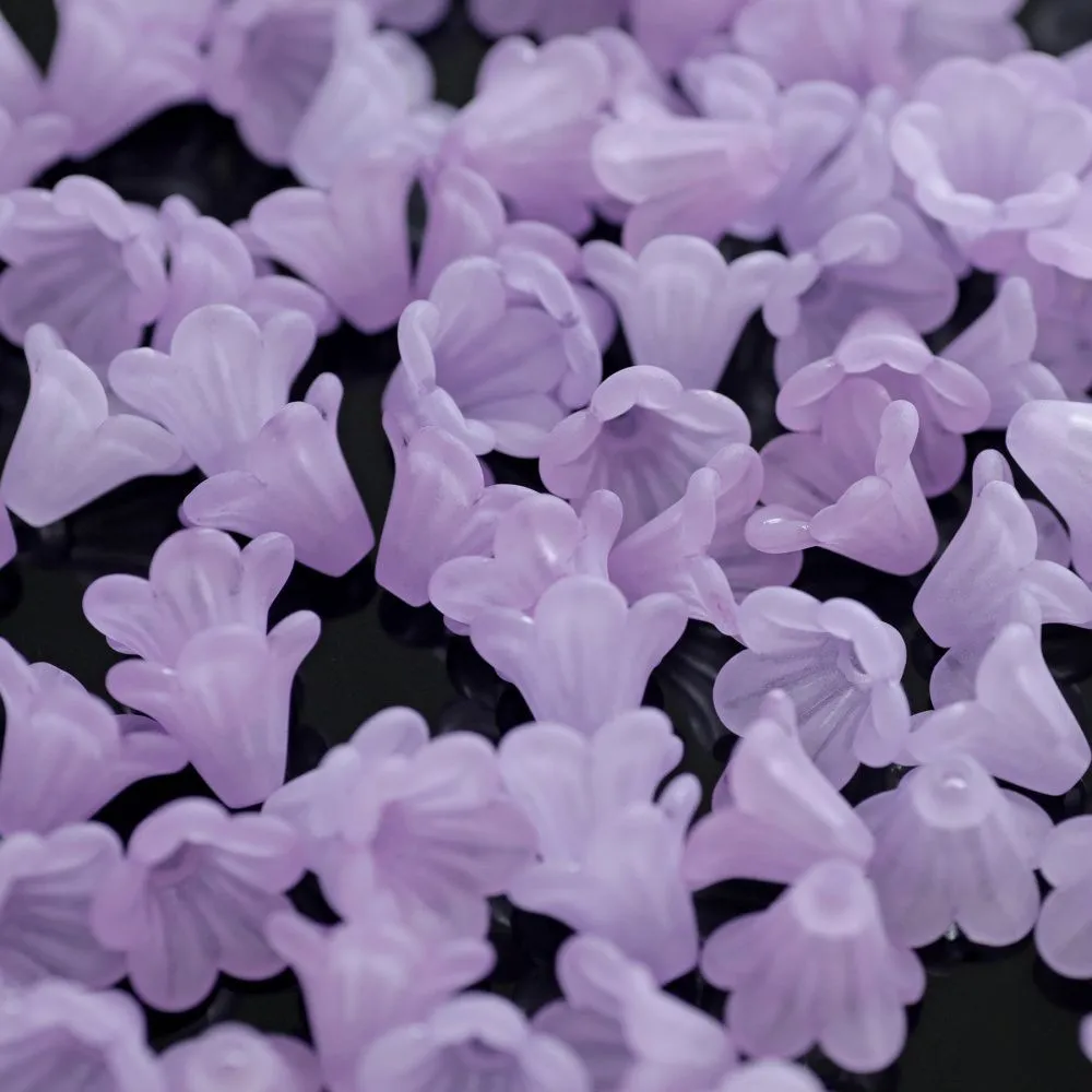 бусина, акрил "колокольчик", матовая, цвет светло-фиолетовый микс, 14x10 мм