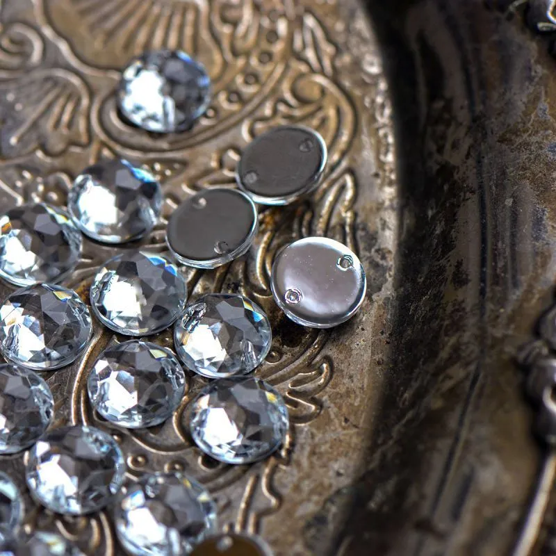 стразы пришивные "грани", акрил, круглые, цвет cristal, 10х4 мм