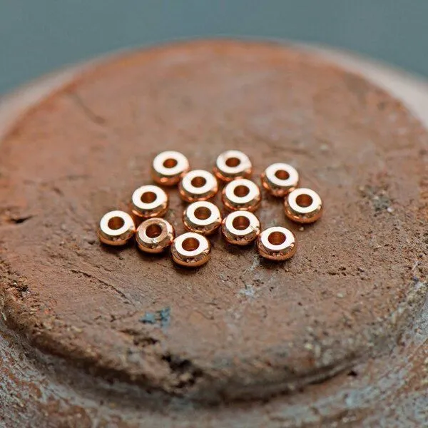 разделительная бусина "абакус", цвет розовое золото,  4x1.5 мм