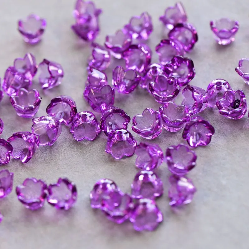 бусина, акрил "ландыш", цвет сиреневый прозрачный, 10х6 мм