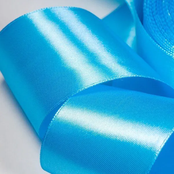 лента, атлас, цвет голубой, ширина 50 мм ленты