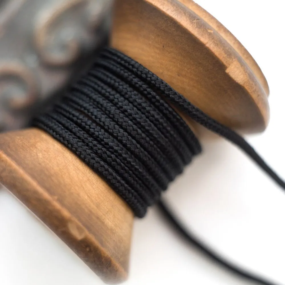 шнур, полиэстер, паракорд, цвет черный, 2 мм  