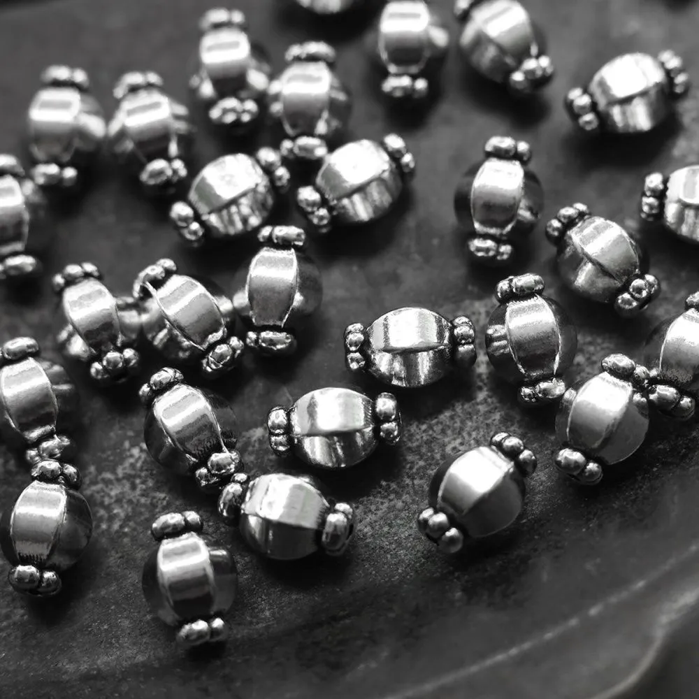 бусина, металл "бонбон", цвет античное серебро, 10х7 мм