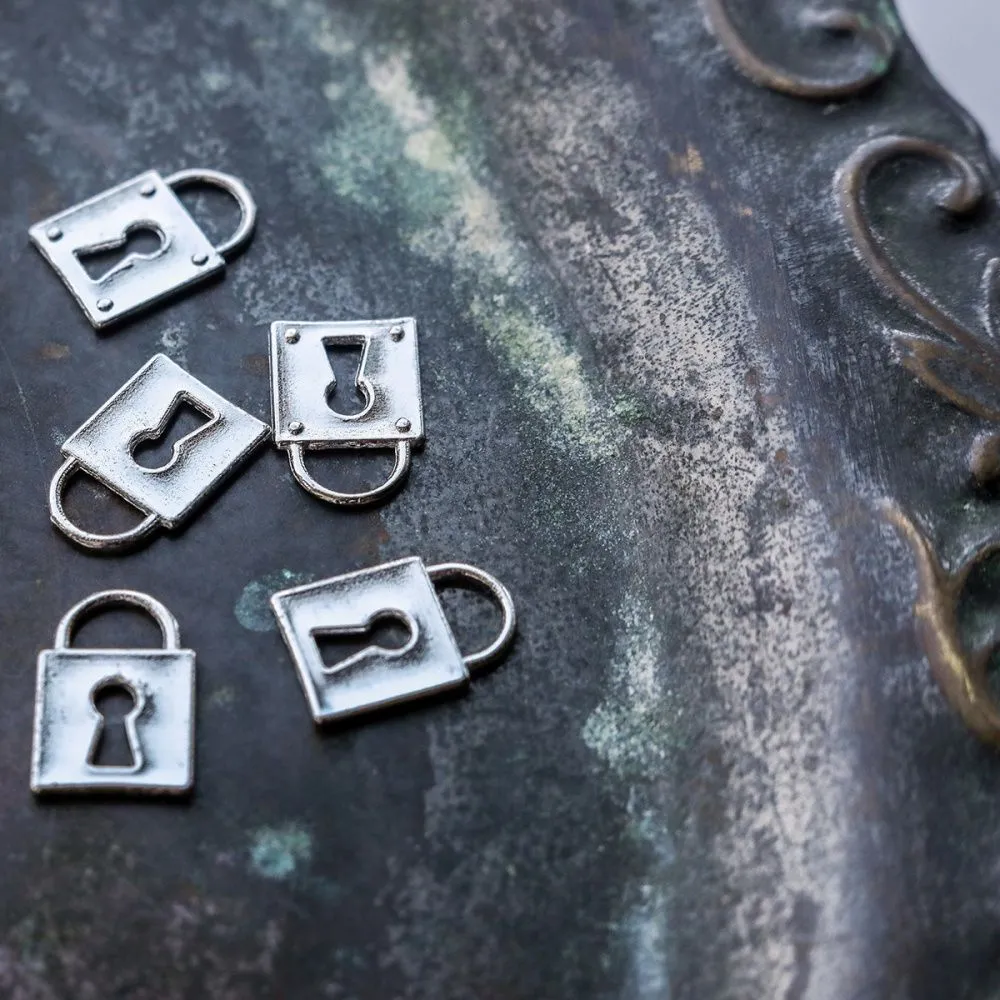 подвеска металлическая "замочек", цвет платина, 15x11x1 мм