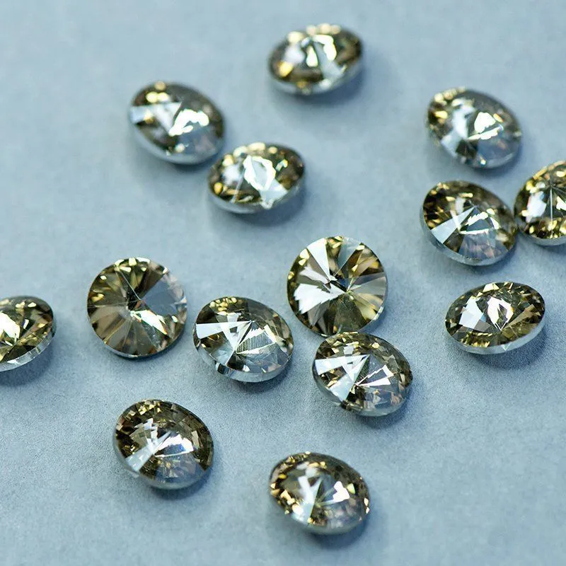 кабошон стекло риволи, цвет lt.col.topaz, 12 мм