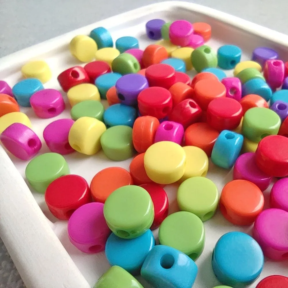 бусина, акрил "пилюля", плоская, цветовой микс, 8x4.5 мм