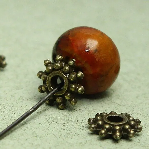 разделитель для бусин "солнышко", цвет античная бронза, 8х2 мм