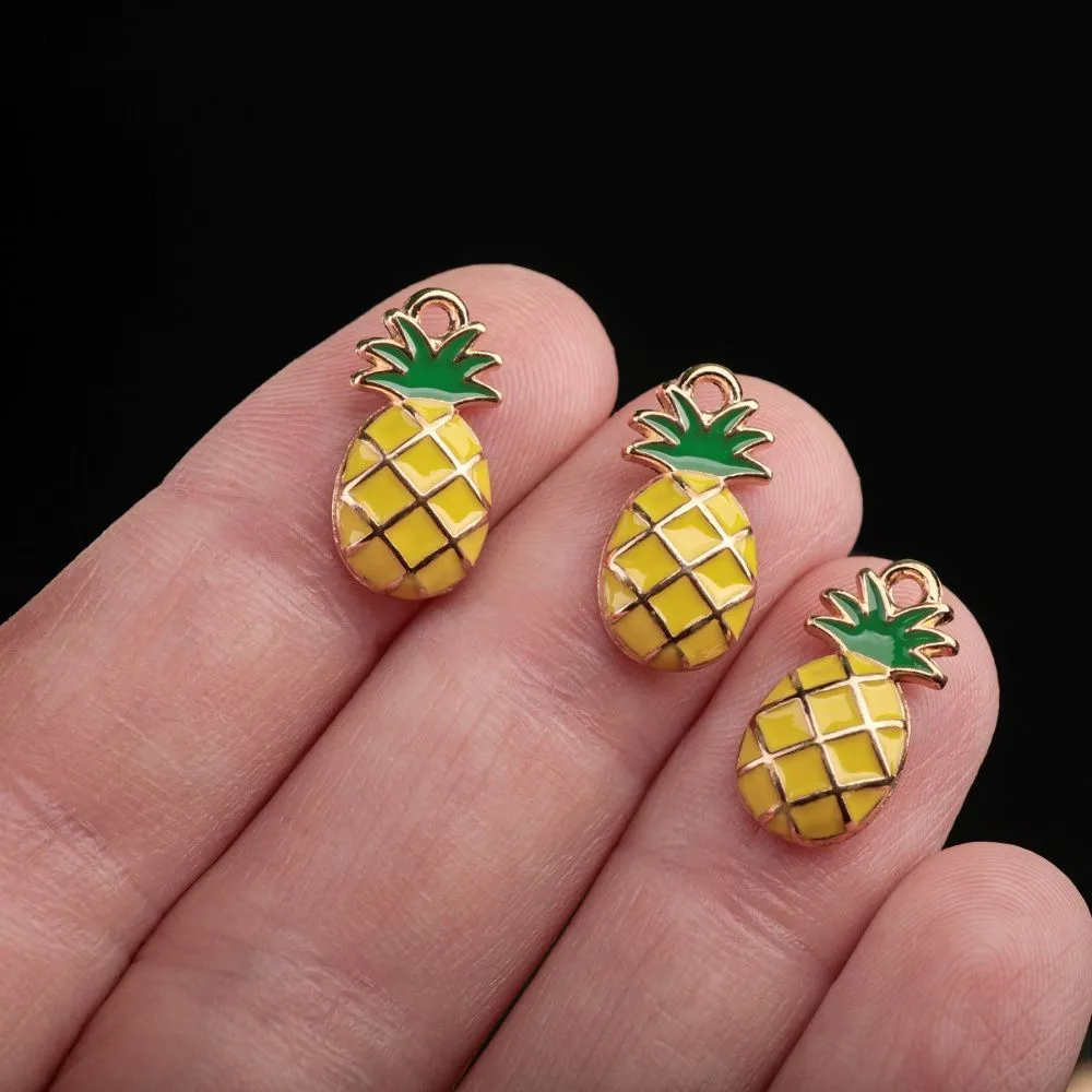 подвеска металл "ананас", эмаль, цвет желтый, 16x8x3 мм