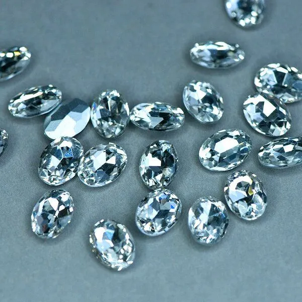 кабошон стекло кристалл, овальный, цвет crystal, 14х10 мм