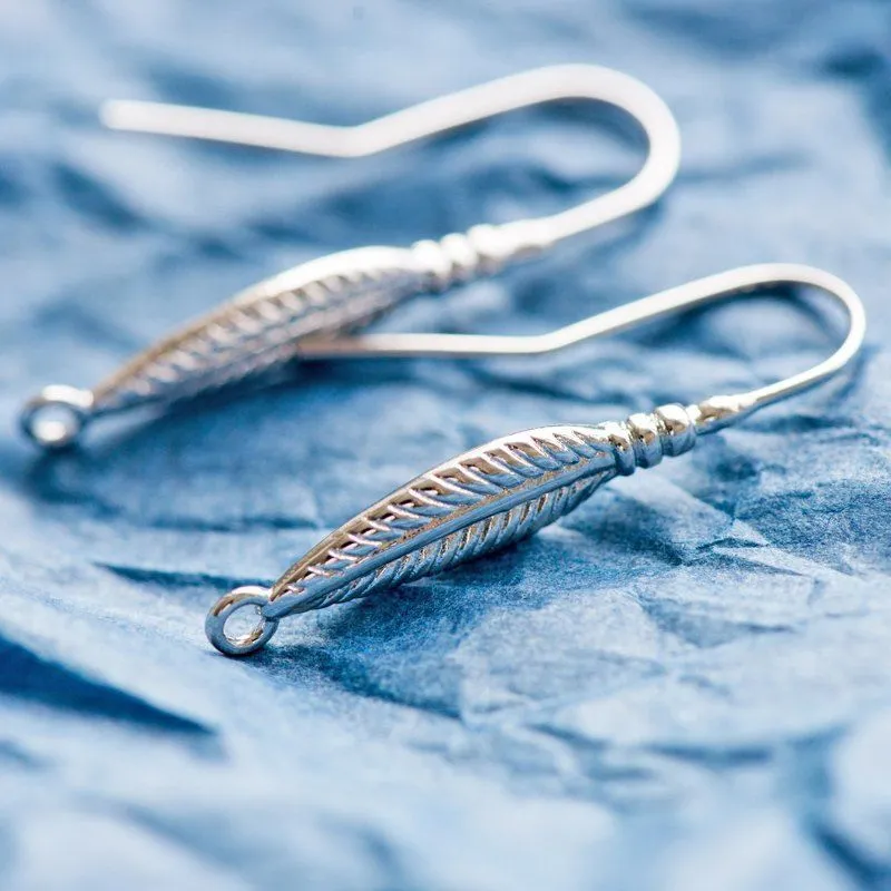 швензы "орлиное перо", покрытие платиной, 30x5 мм 