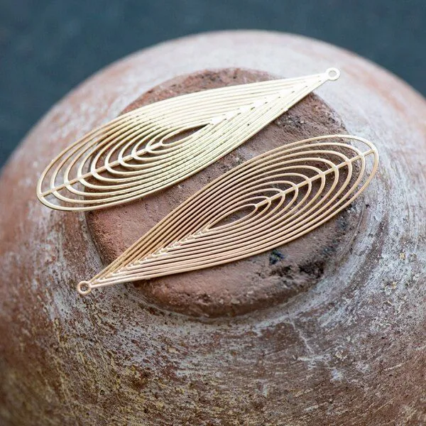 подвеска металлическая "ведель", цвет светлое золото, 55x16x0.3 мм