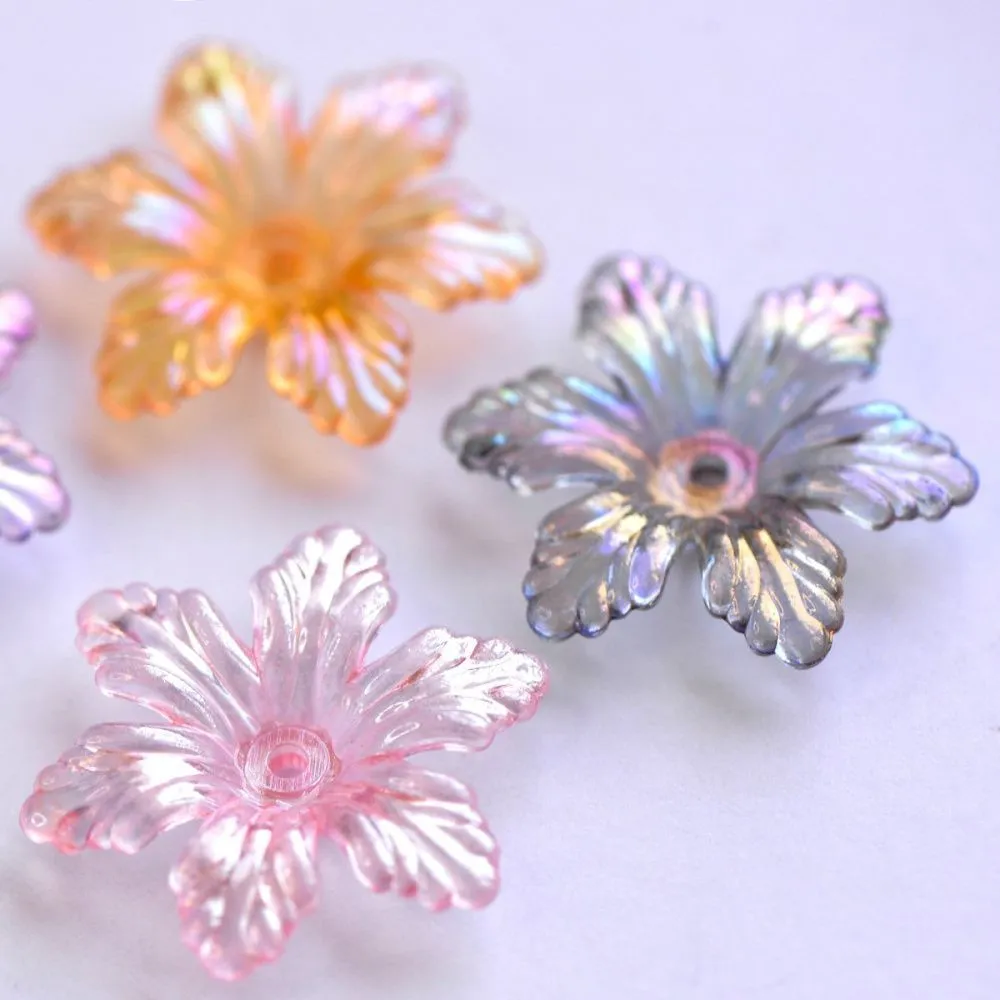 бусина, акрил "лилейник", цветовой микс радужный, 28x25x5 мм