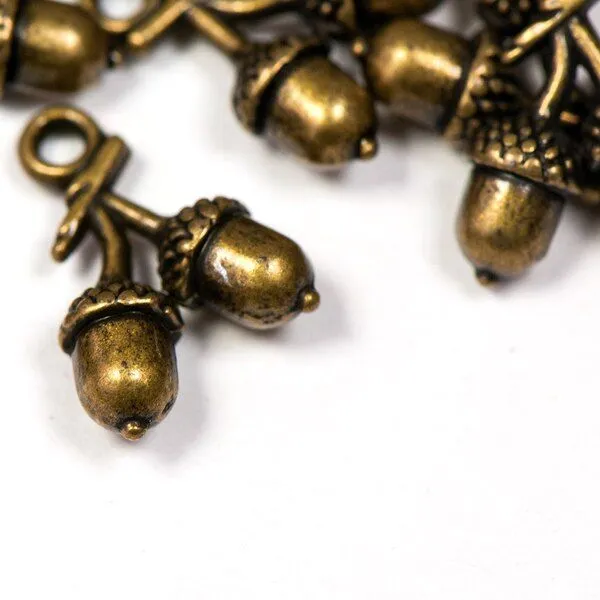 подвеска металлическая "желуди", цвет античная бронза,  15x11x5 мм