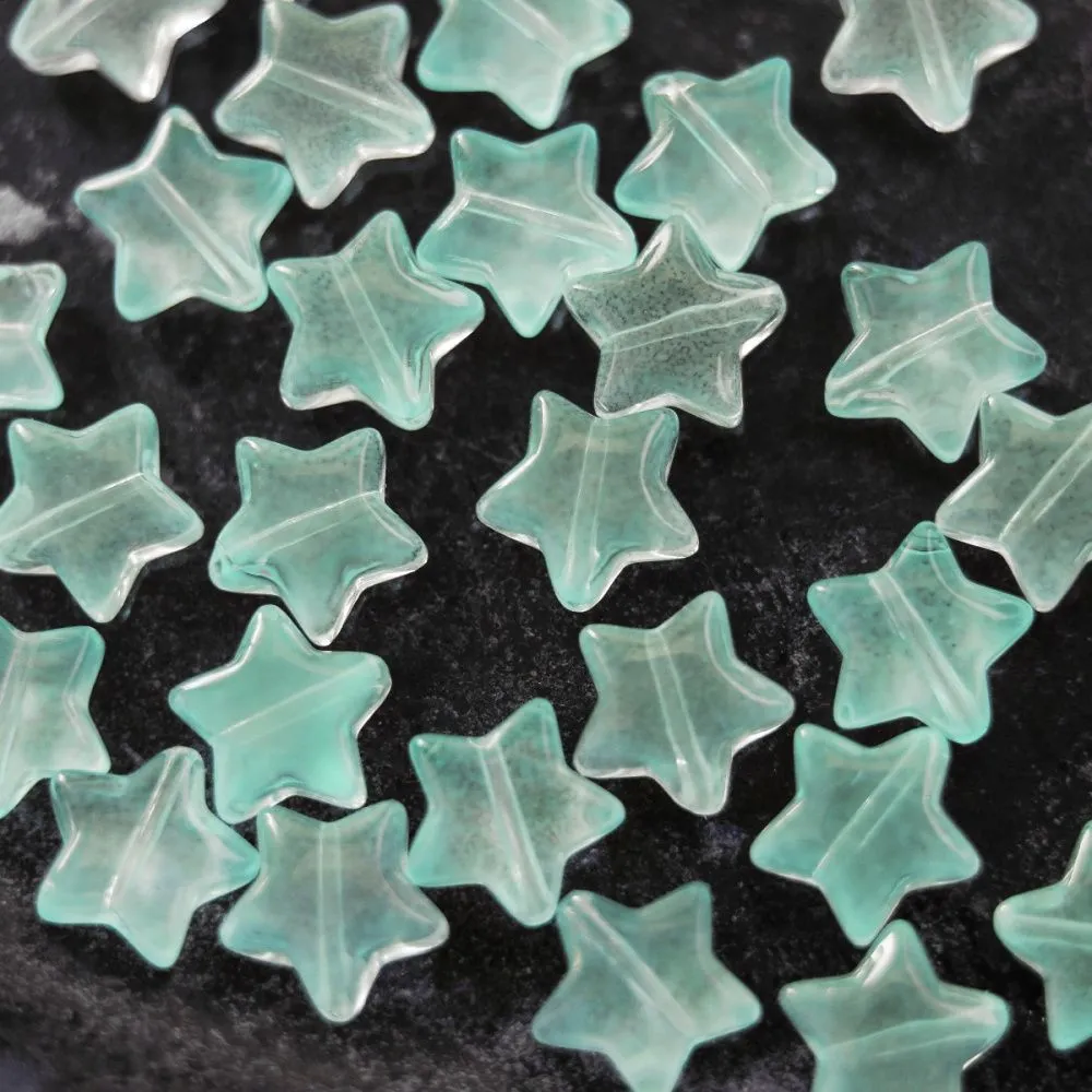 бусина "звездочка", стекло, цвет светло-бирюзовый, 10x10x4 мм