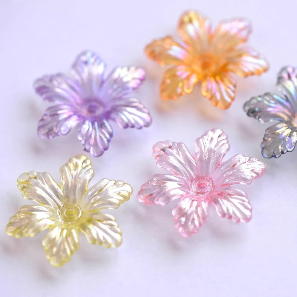 бусина, акрил "лилейник", цветовой микс радужный, 28x25x5 мм