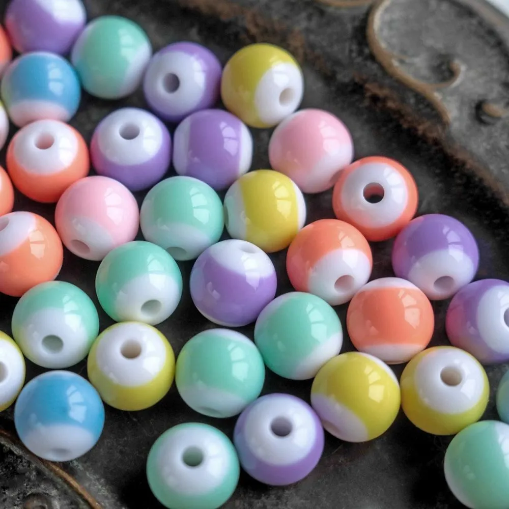 бусина, акрил "полу-пастель", цветовой микс, 12 мм