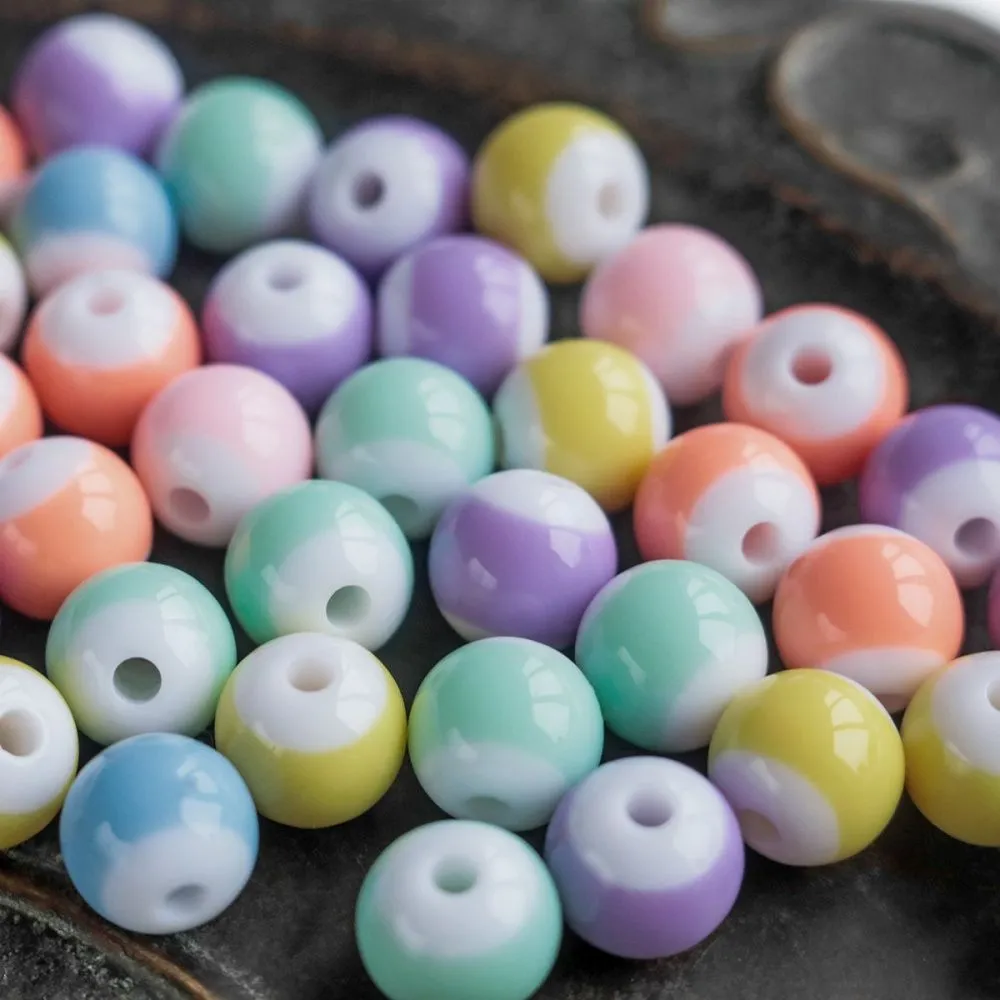 бусина, акрил "полу-пастель", цветовой микс, 12 мм