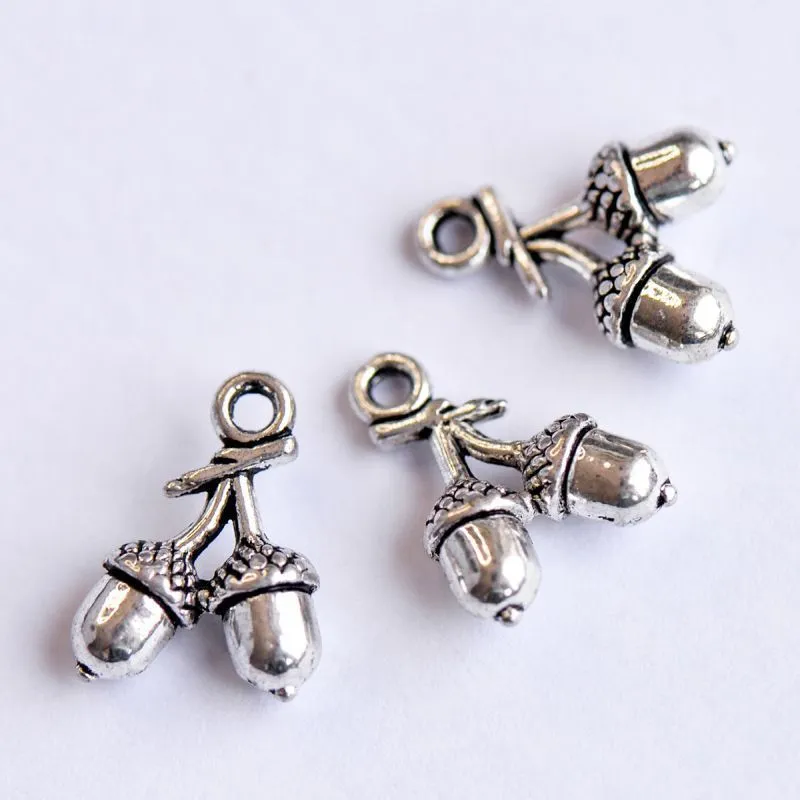 подвеска металлическая "желуди", цвет античное серебро, 15x11x5 мм