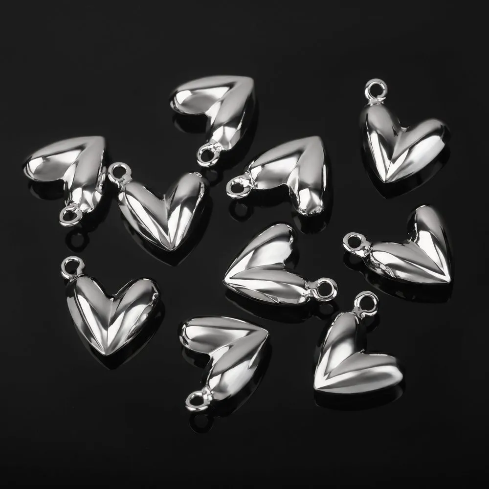подвеска металл "сердце", покрытие платина, 17x15x6 мм