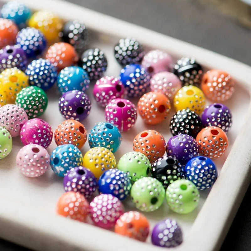 бусина, акрил "звездное небо", цветовой микс, 10 мм