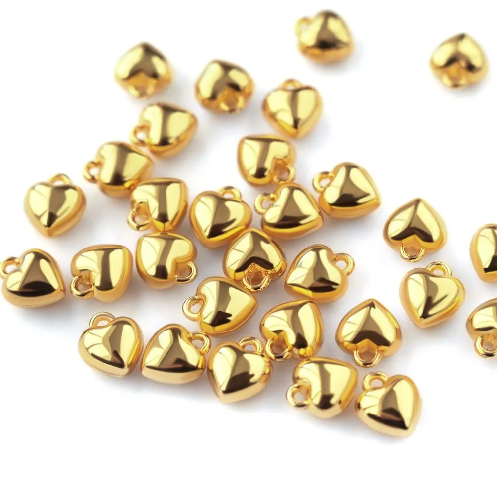 подвеска металл "сердечко 3д", цвет золото, 8x7x4.5 мм