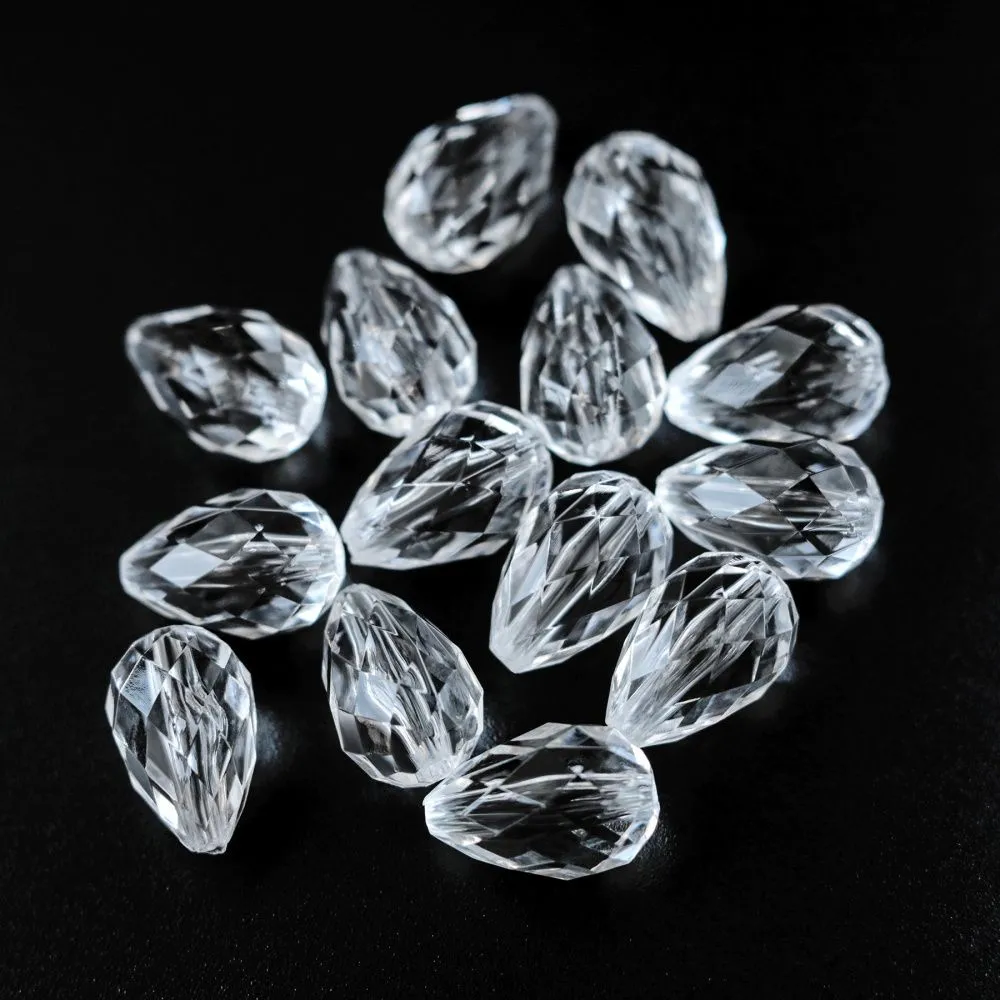 бусина капля граненая, акрил, цвет прозрачный, 17x11 мм