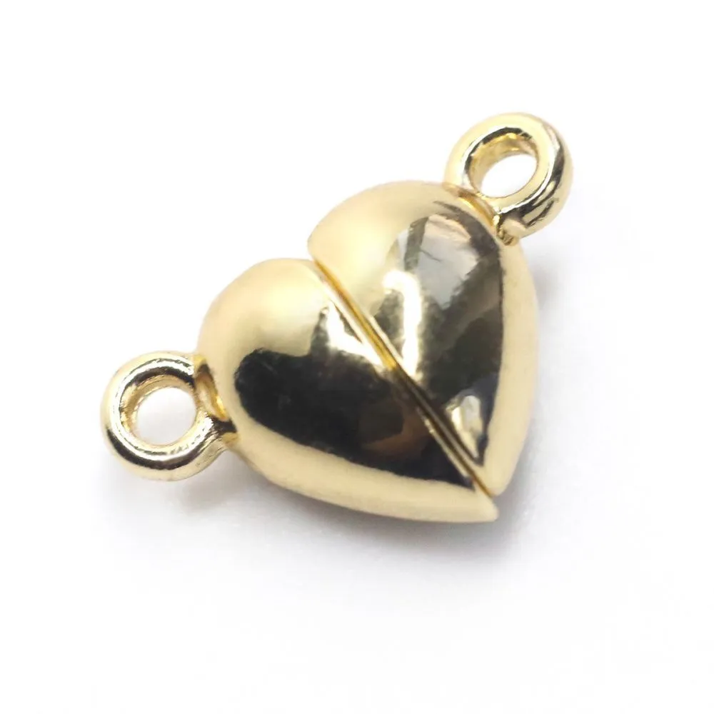 застежка магнитная "сердце", позолота, 9.5x15x6.5 мм