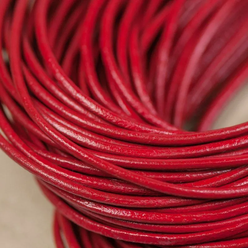 шнур кожаный, цвет красный, диаметр 2.5 мм