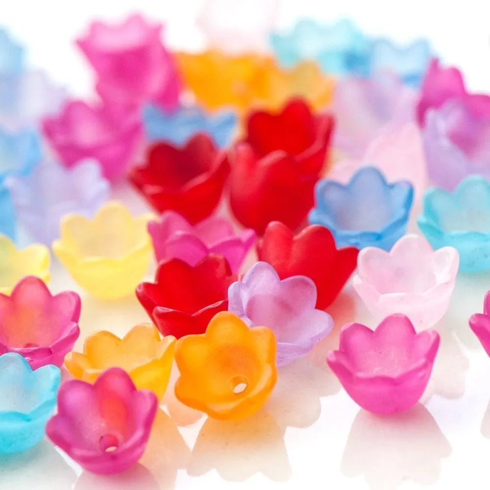 бусина, акрил "ландыш", цветовой микс, 10х9х6 мм