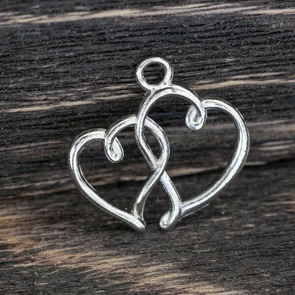 подвеска металлическая "валентинка", цвет платина, 20x19x2 мм