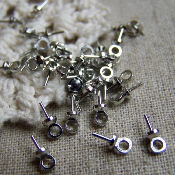 бейл "гвоздик", цвет серебро, 7x3 мм (уп. 10 шт)