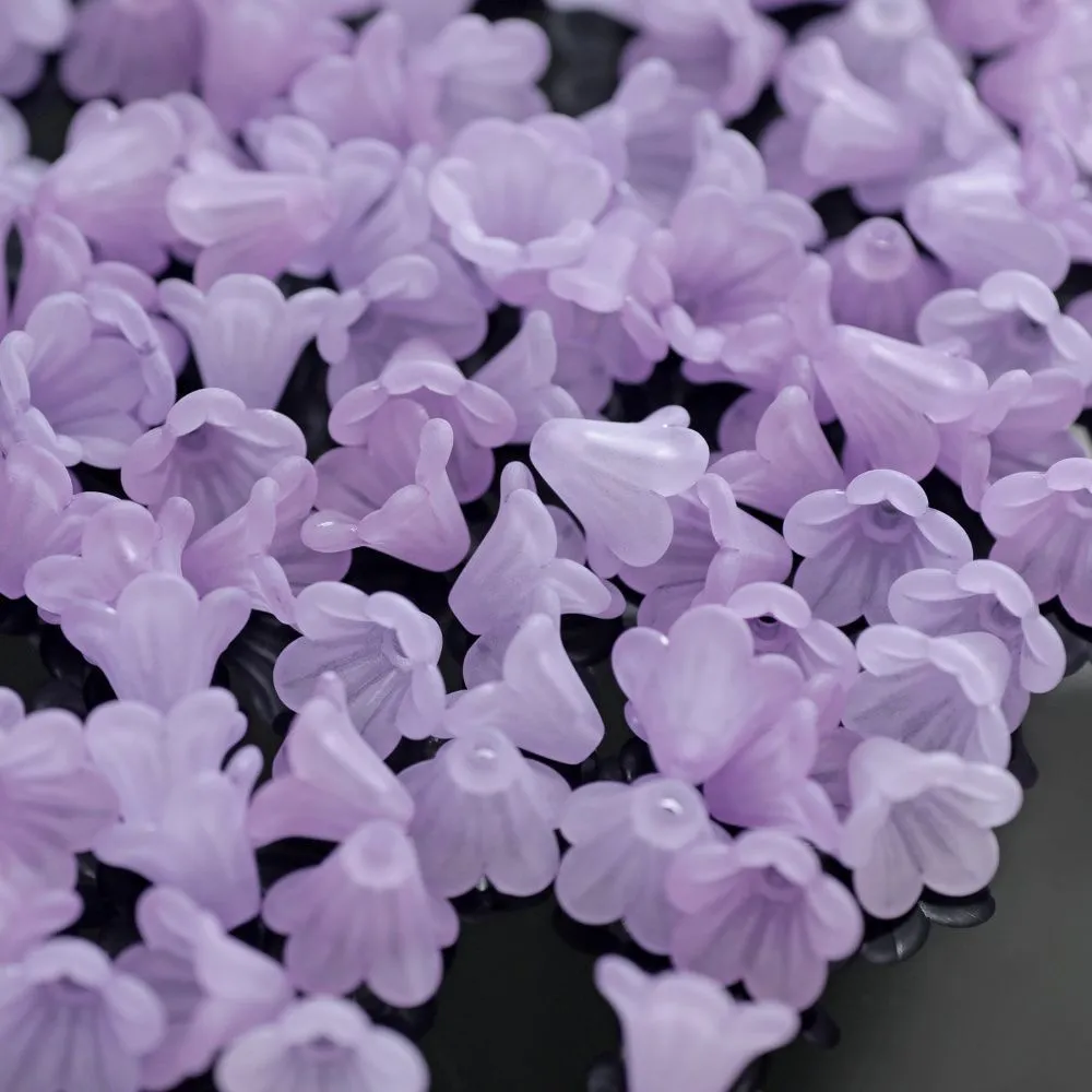 бусина, акрил "колокольчик", матовая, цвет светло-фиолетовый микс, 14x10 мм