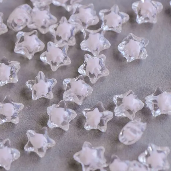 бусина, акрил "звездочка", цвет прозрачный/розовый, 10.5x11x7 мм