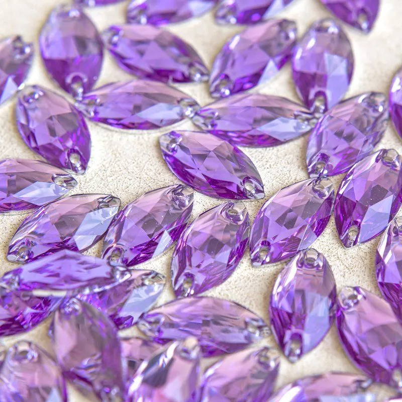 стразы пришивные navette, смола, фиолетовый, 9х18 мм