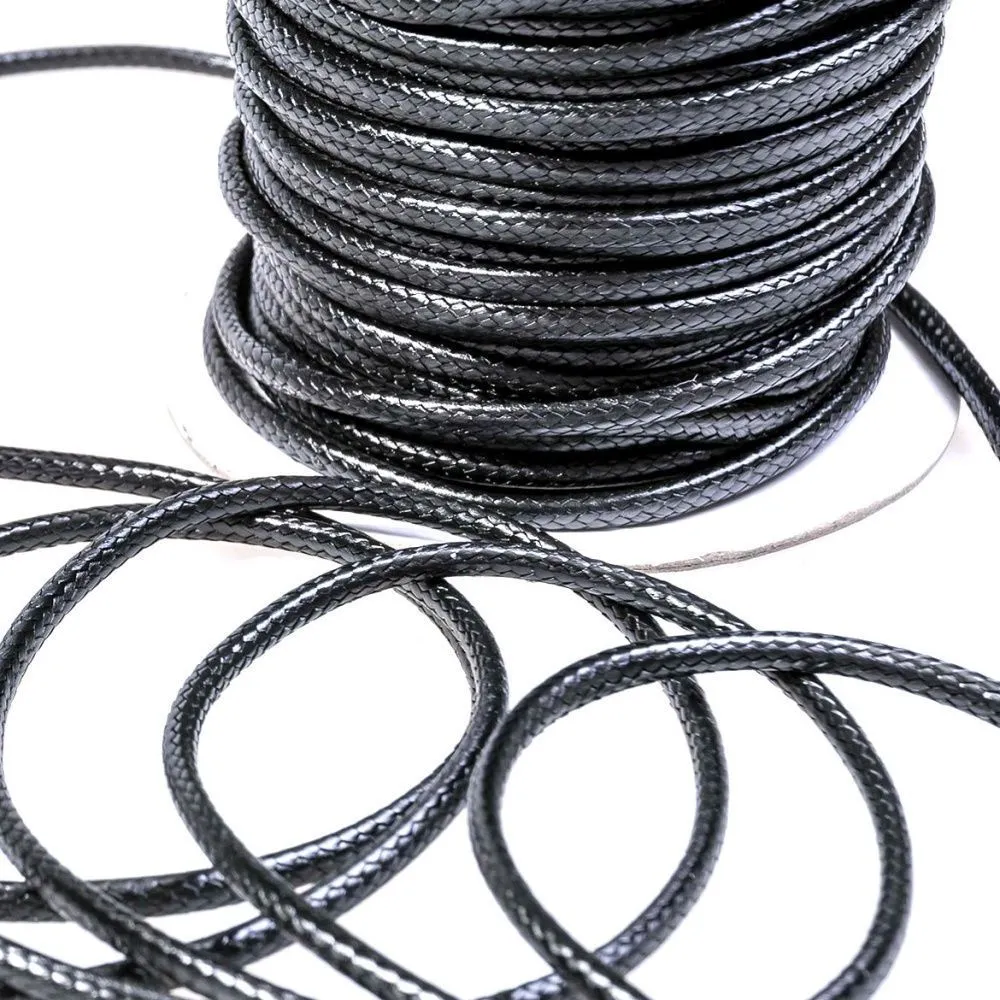 шнур вощеный, цвет черный, 3 мм