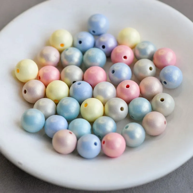 бусина, имитация жемчуга "пудра", акрил, цветовой микс, 10 мм